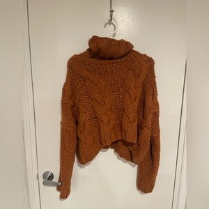 Burnt orange chunky cable knit sweater